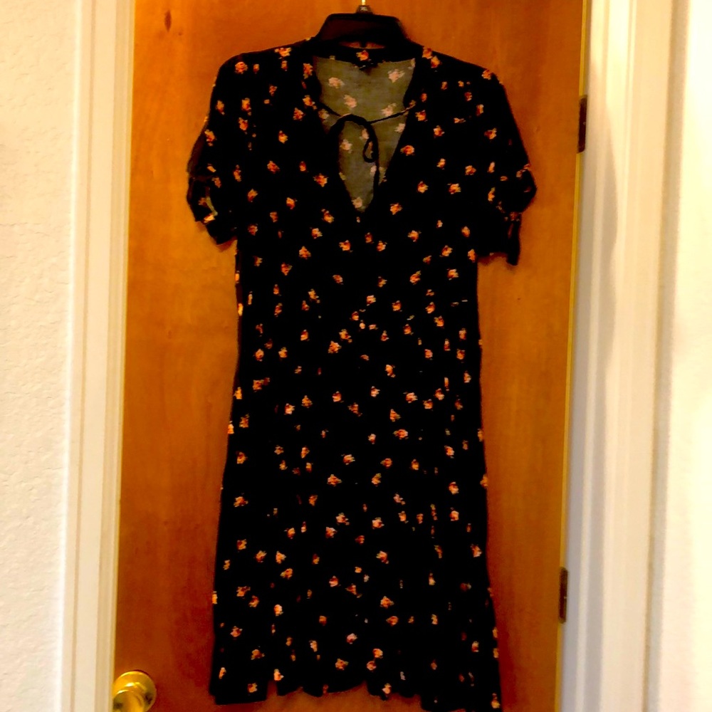 Black, floral Torrid dress. So cute on